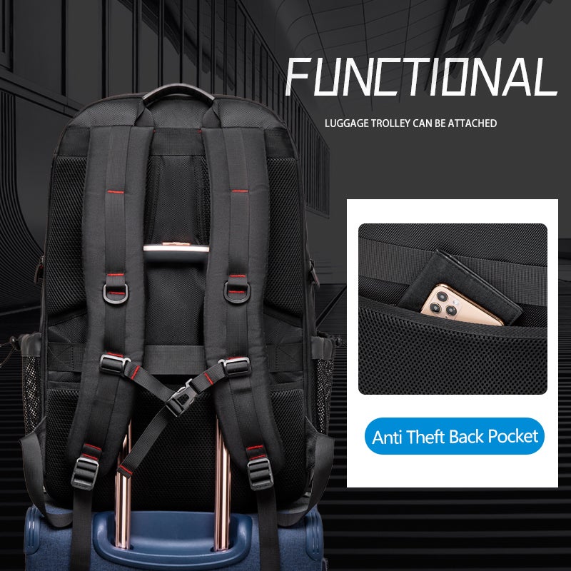 جولدن وولف حقيبة ظهر لابتوب مقاومة للماء 17" - لون اسود — جولدين وولف - Image 3